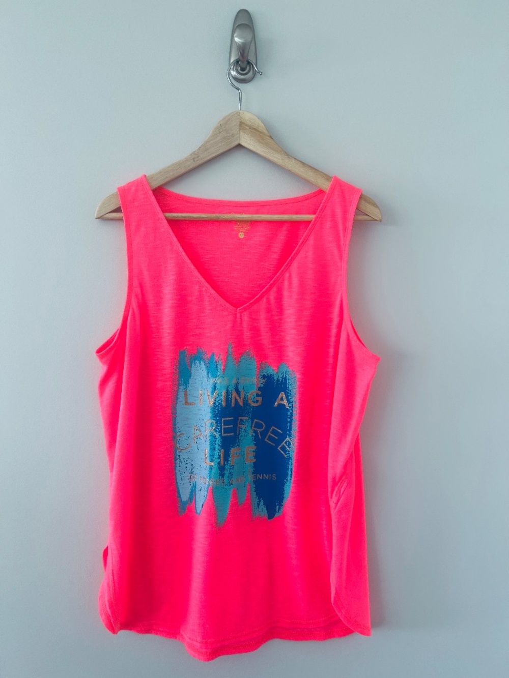 Lilly Pulitzer Luxletic Brooke Tank in Carefree Brush Stroke/Coral  Sz XL -EUC